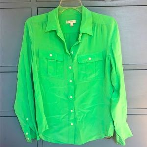 J Crew grass green Silk Blouse